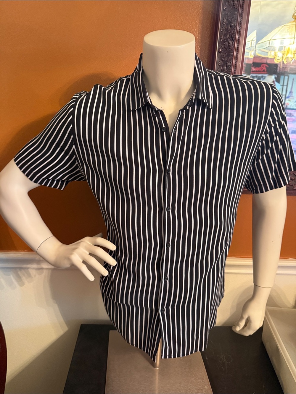 Denim & Flower Black and White striped Shirt